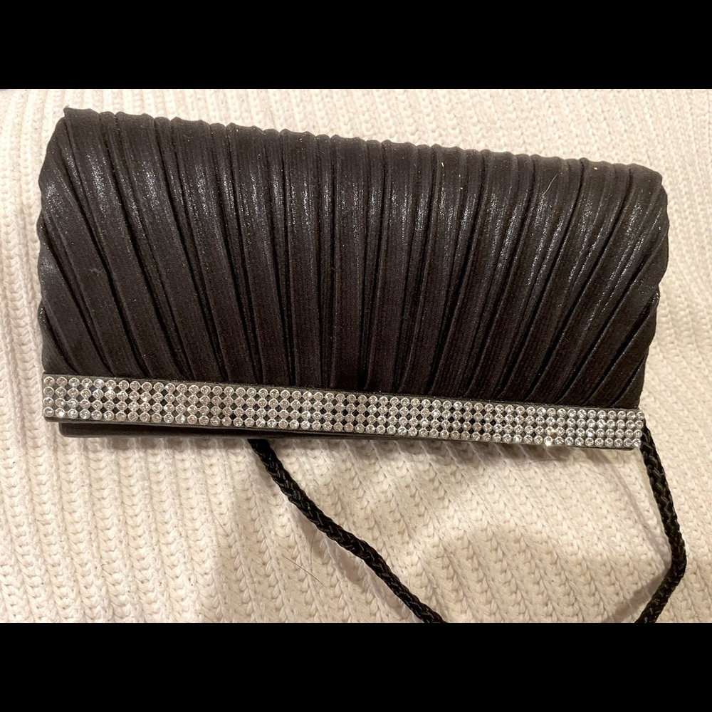 Black Clutch Purse with Rhinestone Detail